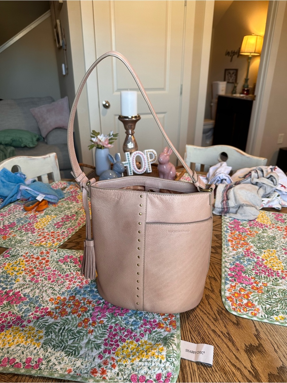 Lucky Brand Blush Leather Bucket Bag